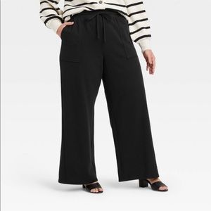 NWT Who What Wear High-Rise Wide Leg Knit Pants with Drawstring